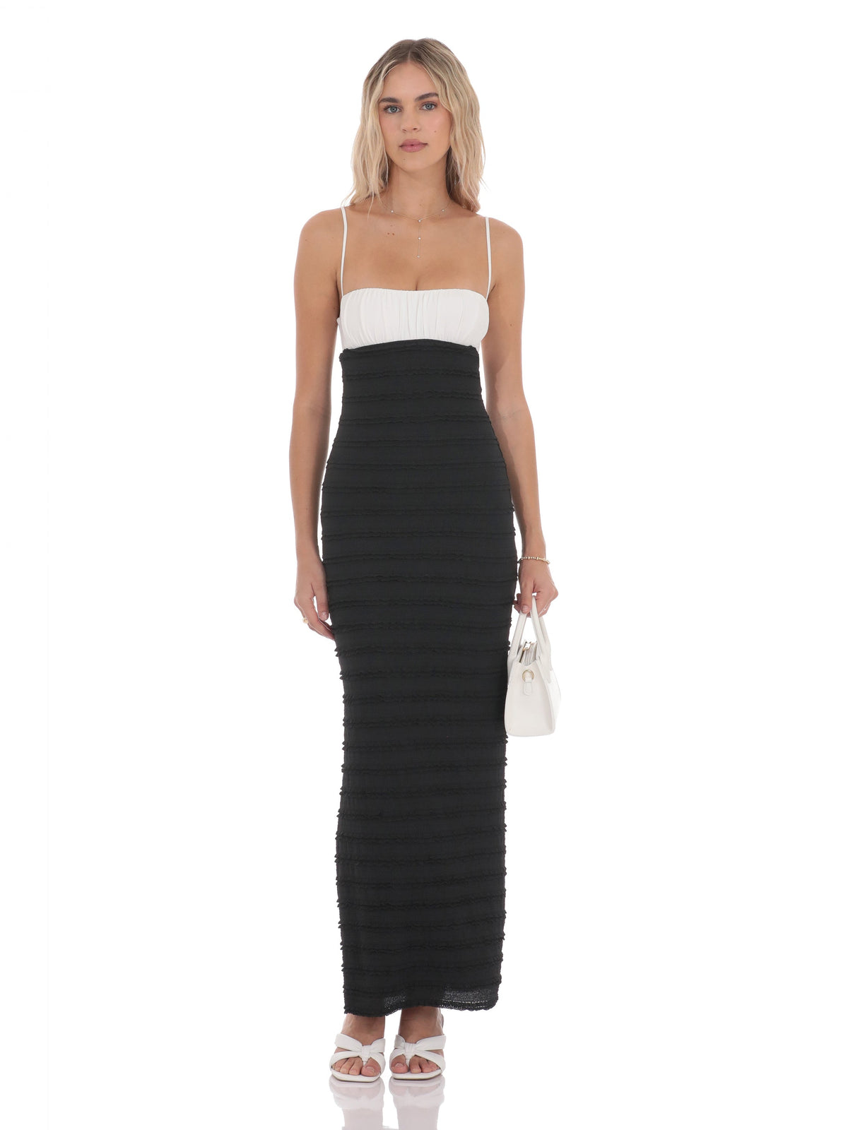 Black And White bridesmaid dress with a-line silhouette
