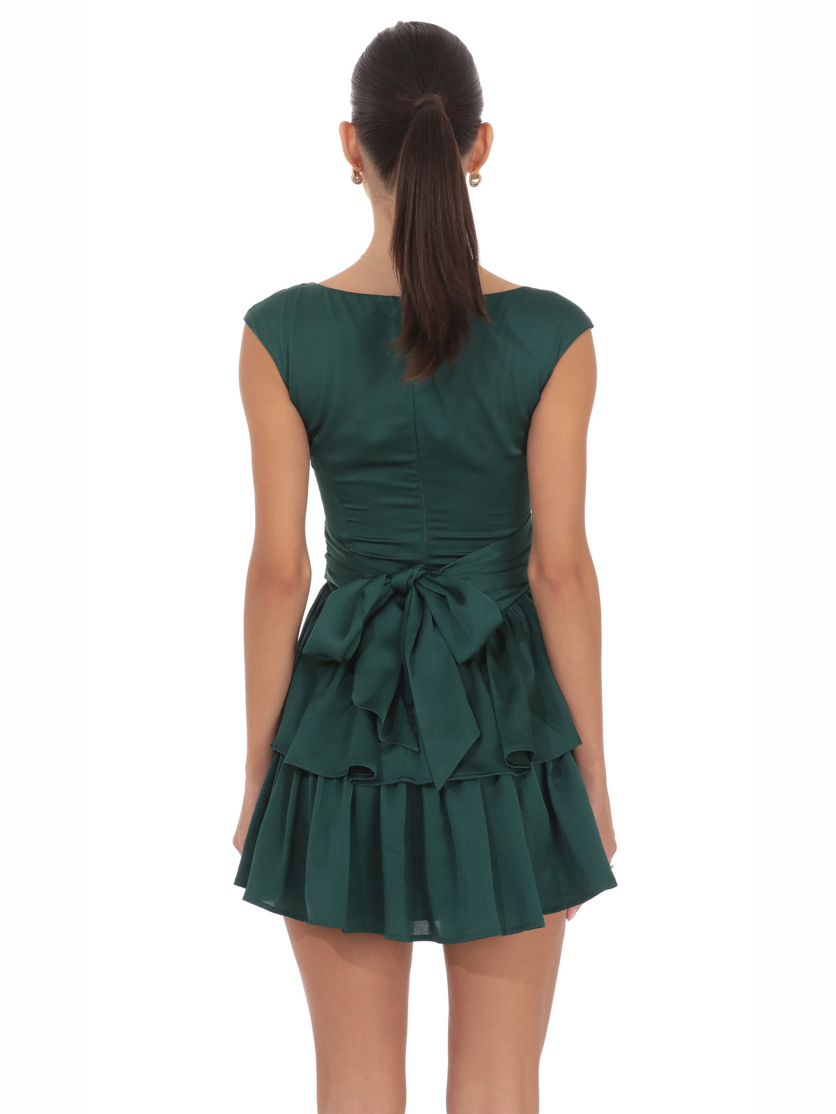 Green homecoming dress with a-line silhouette