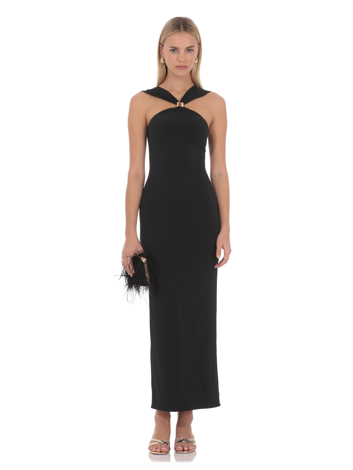 Black bridesmaid dress with a-line silhouette