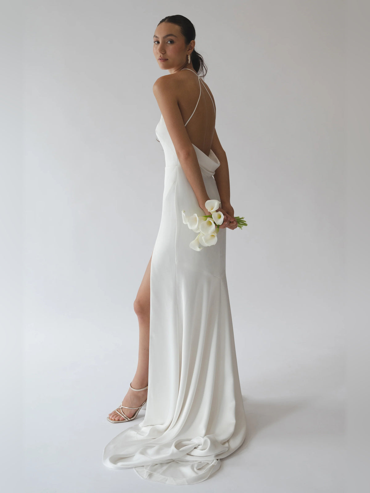 halter neck sheath floor-length formal dress - image 2
