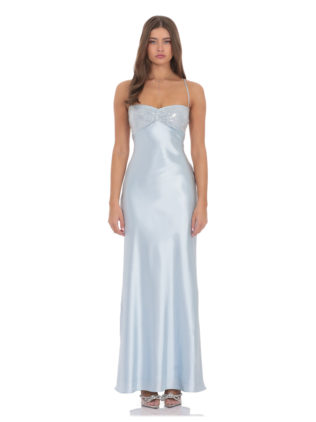 Light Blue bridesmaid dress with a-line silhouette
