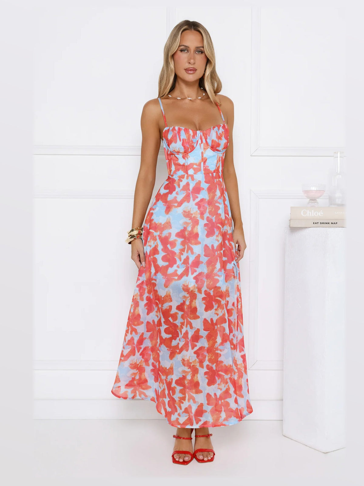 Blue formal dress with a-line silhouette