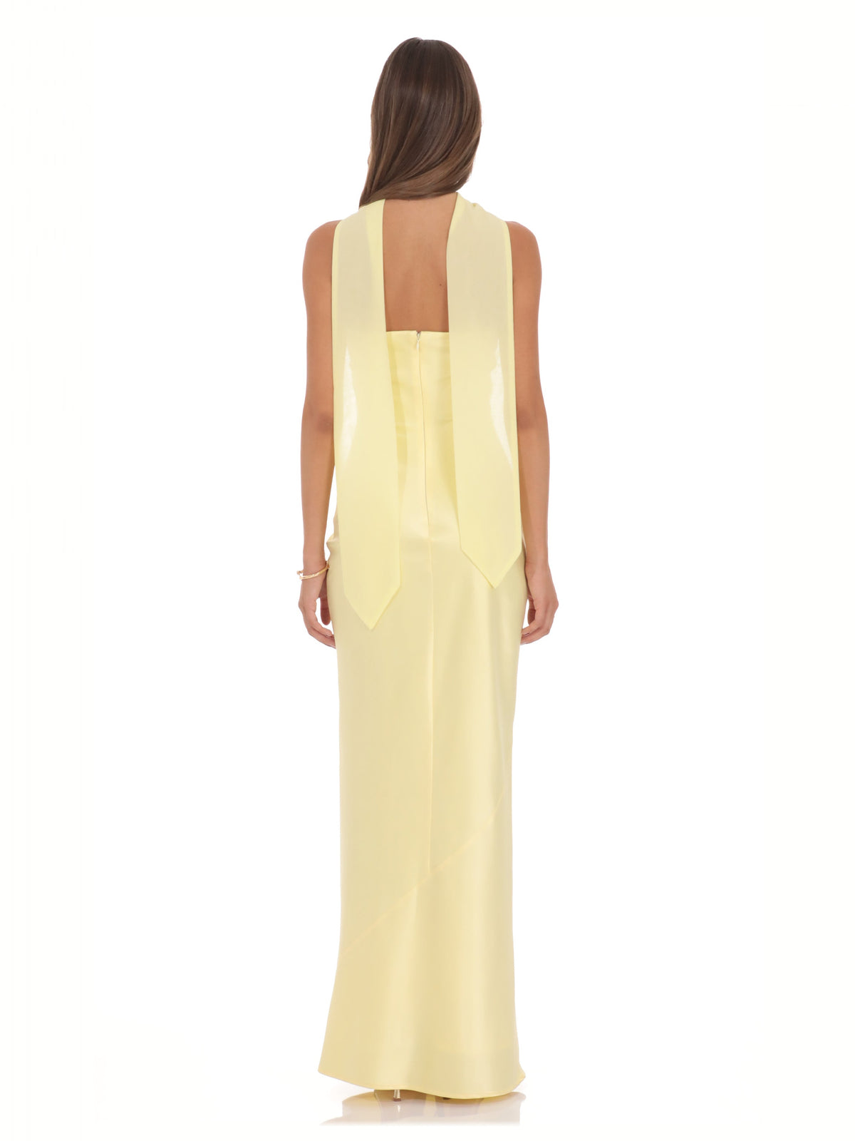 Yellow bridesmaid dress with strapless neckline