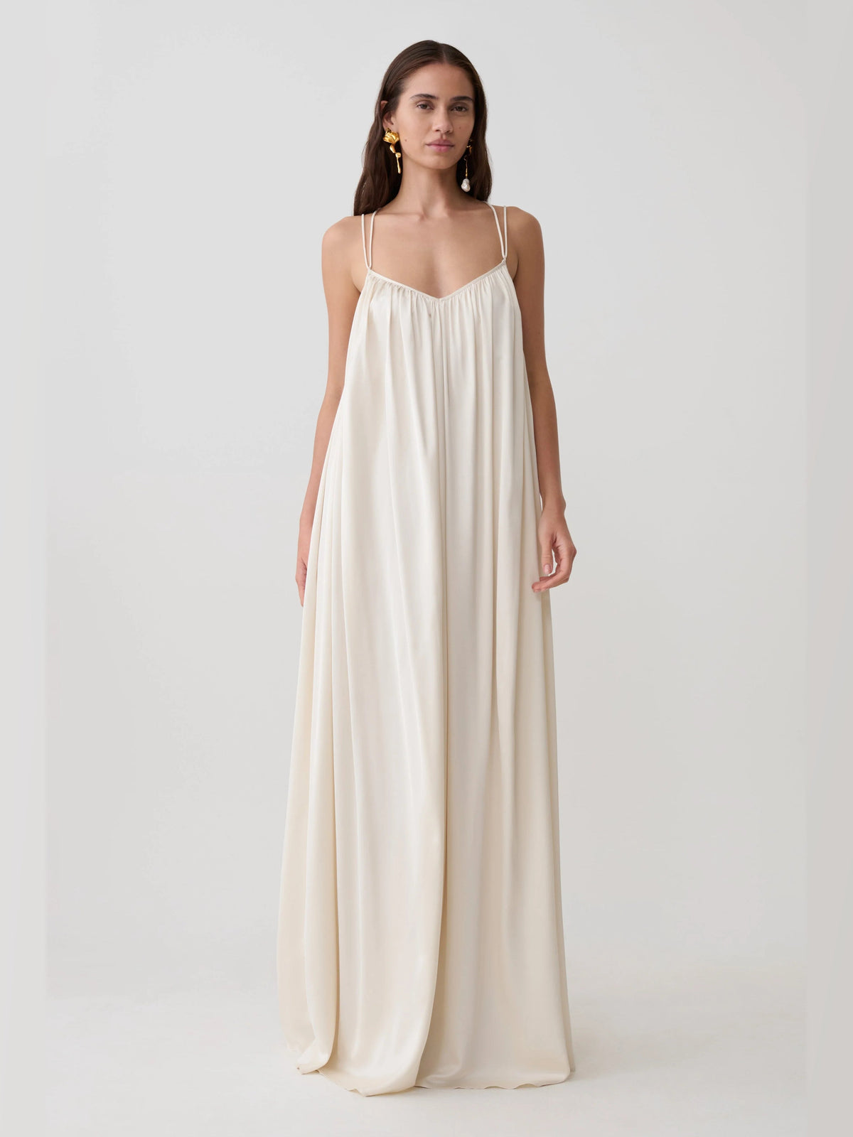 Buttercream formal dress with a-line silhouette