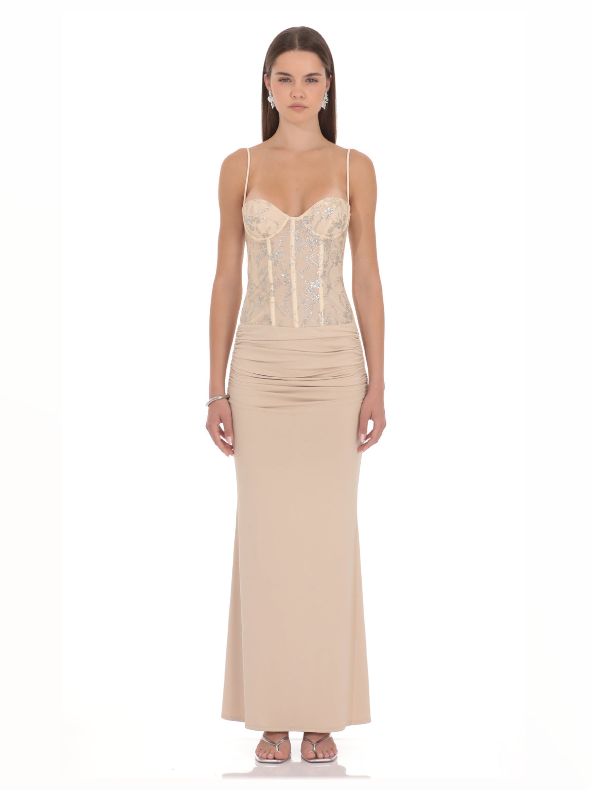 Champagne bridesmaid dress with a-line silhouette