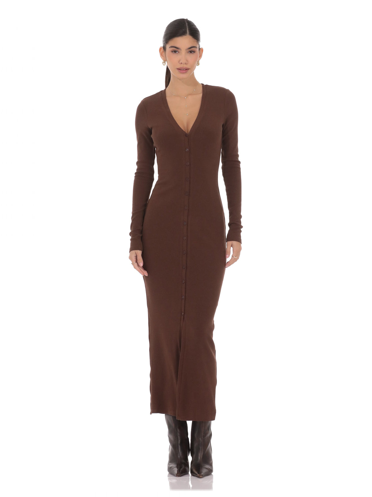 Brown bridesmaid dress with a-line silhouette
