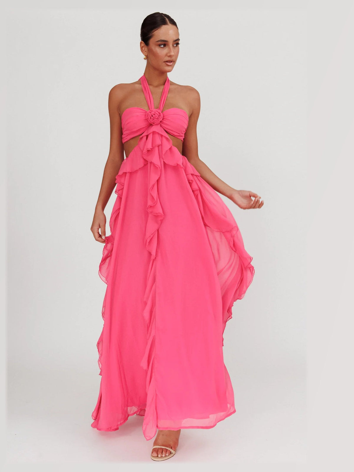 Fuchsia formal dress with a-line silhouette