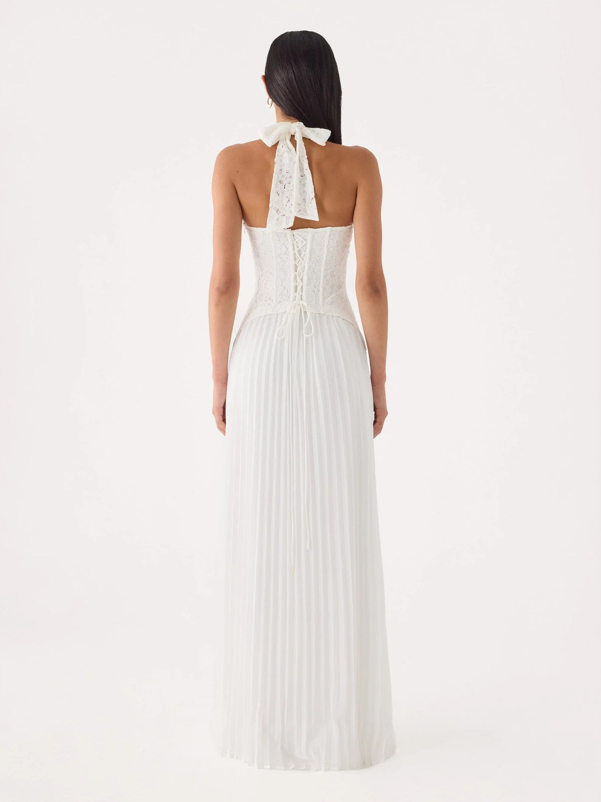 White formal dress with a-line silhouette