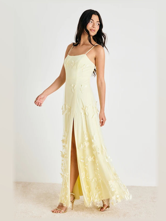 Pale Yellow formal dress with a-line silhouette