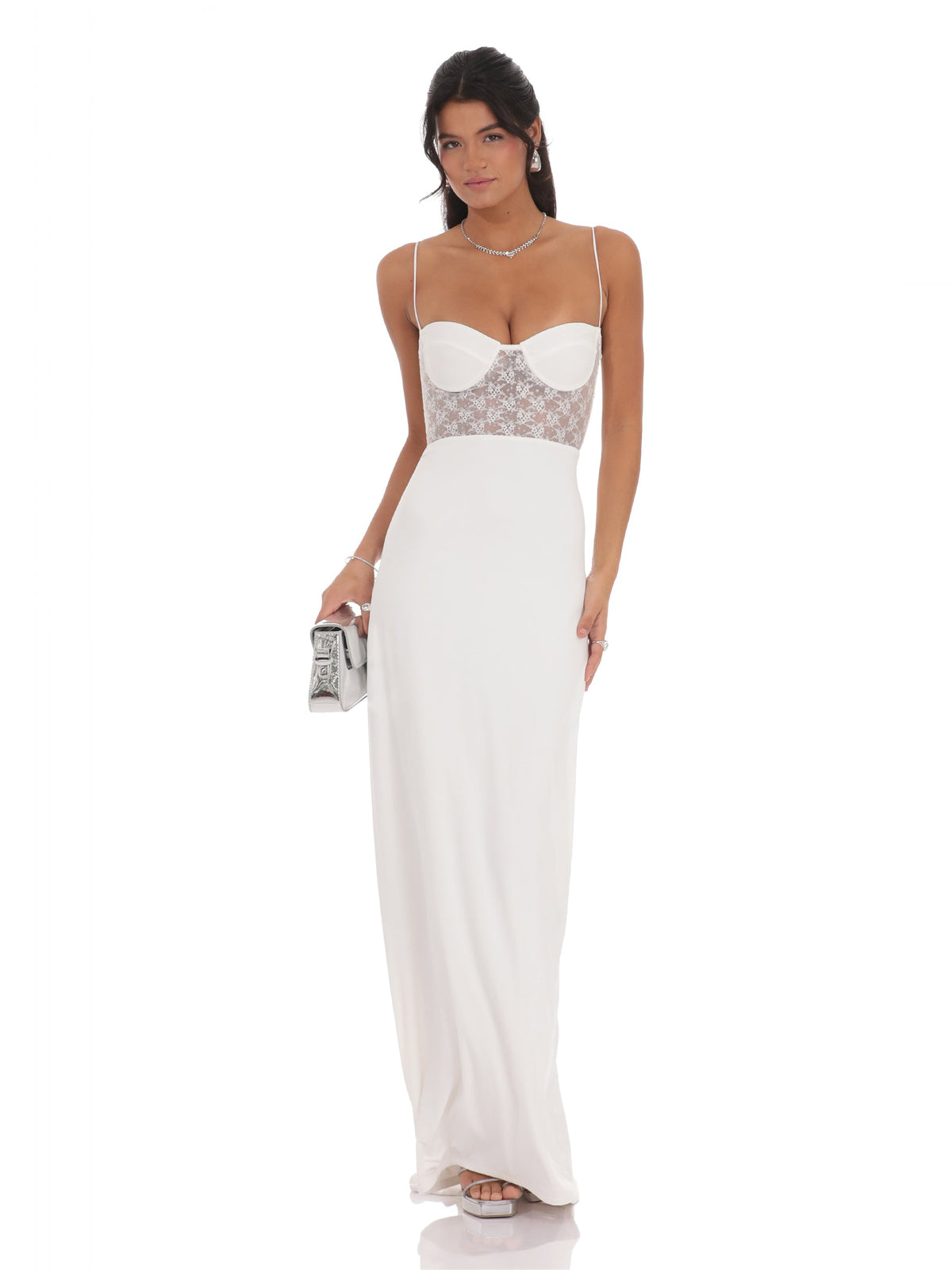 White bridesmaid dress with a-line silhouette