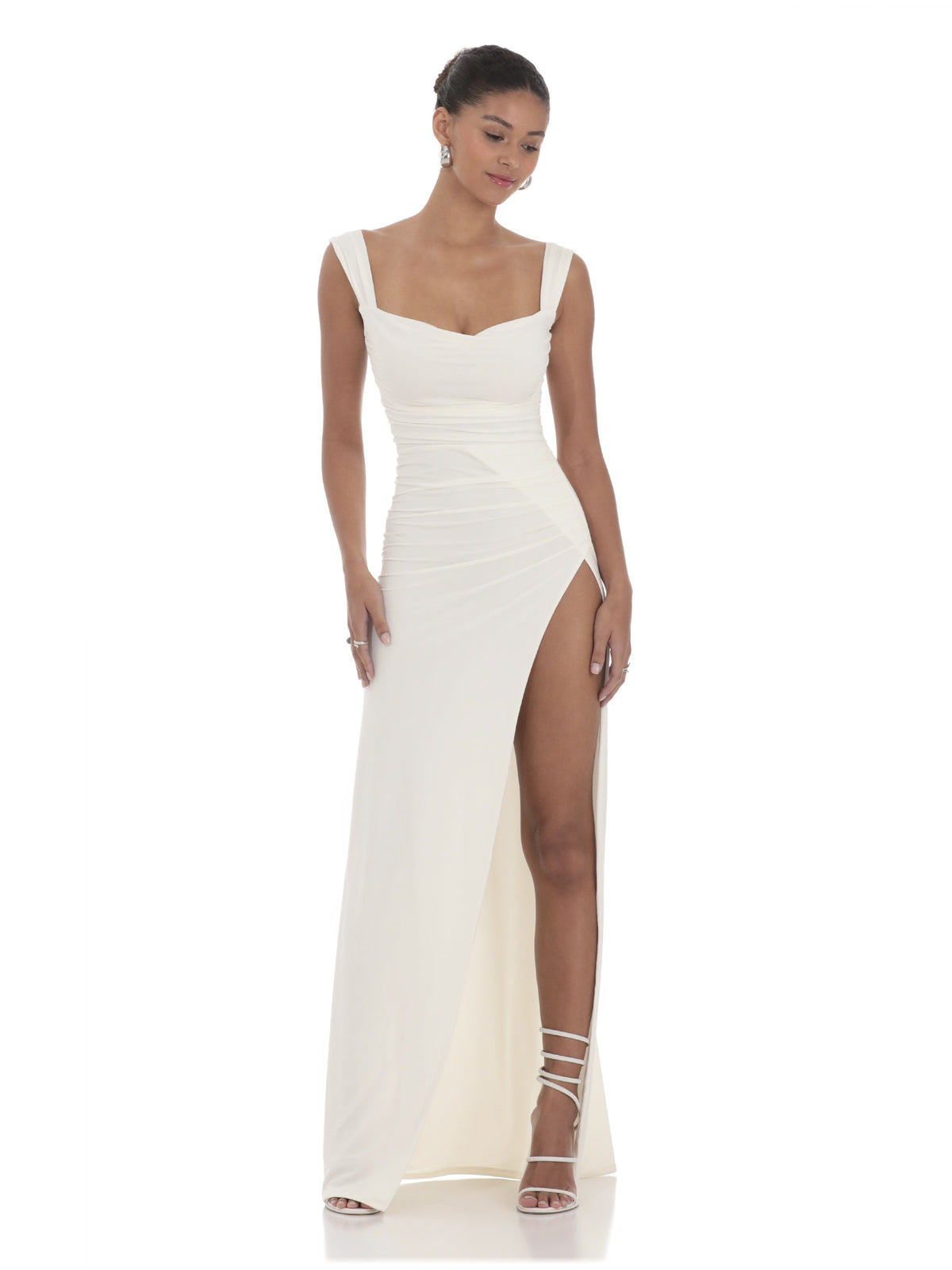 White bridesmaid dress with a-line silhouette