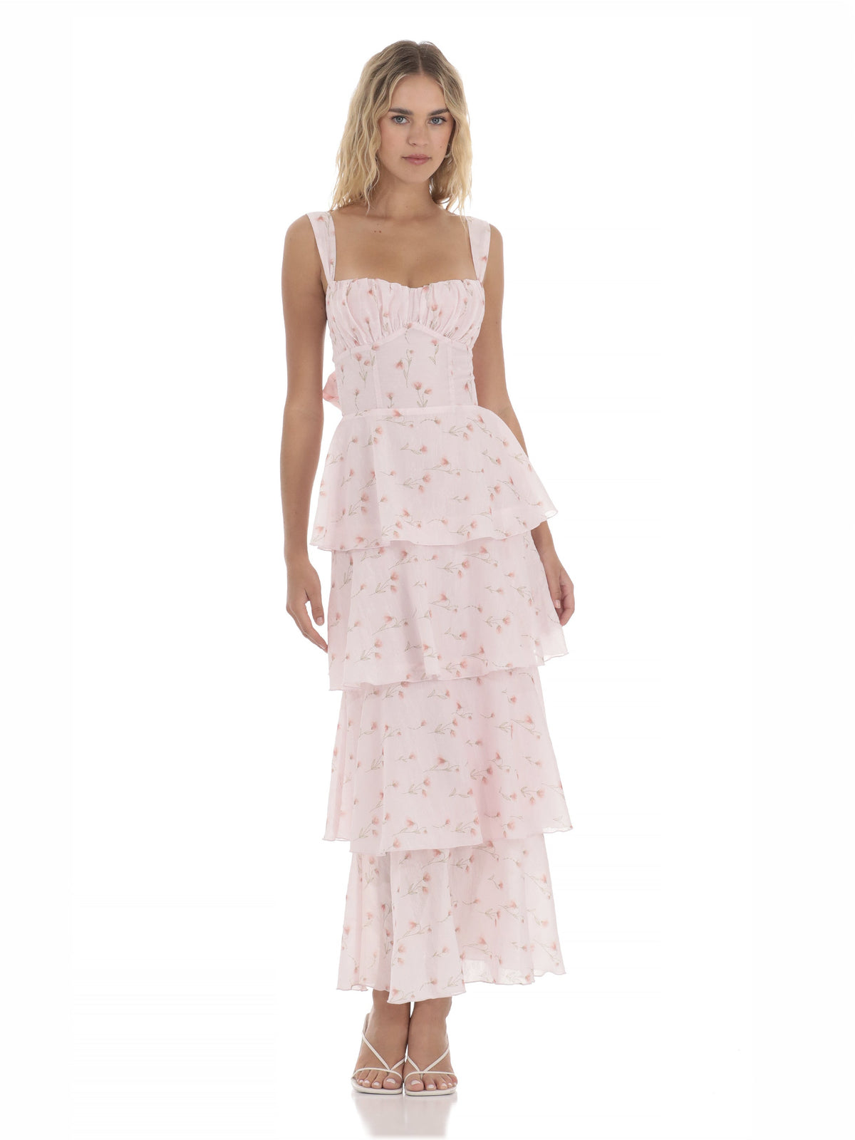 Pink bridesmaid dress with a-line silhouette