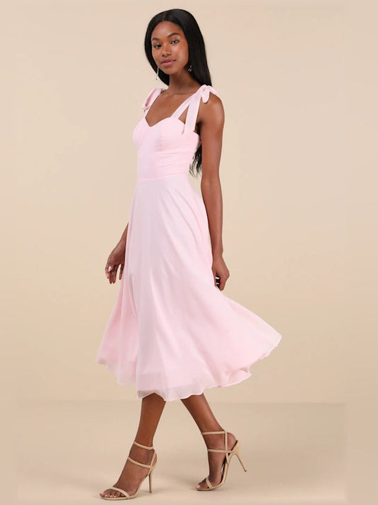 Light Pink a-line midi formal dress, alternate view