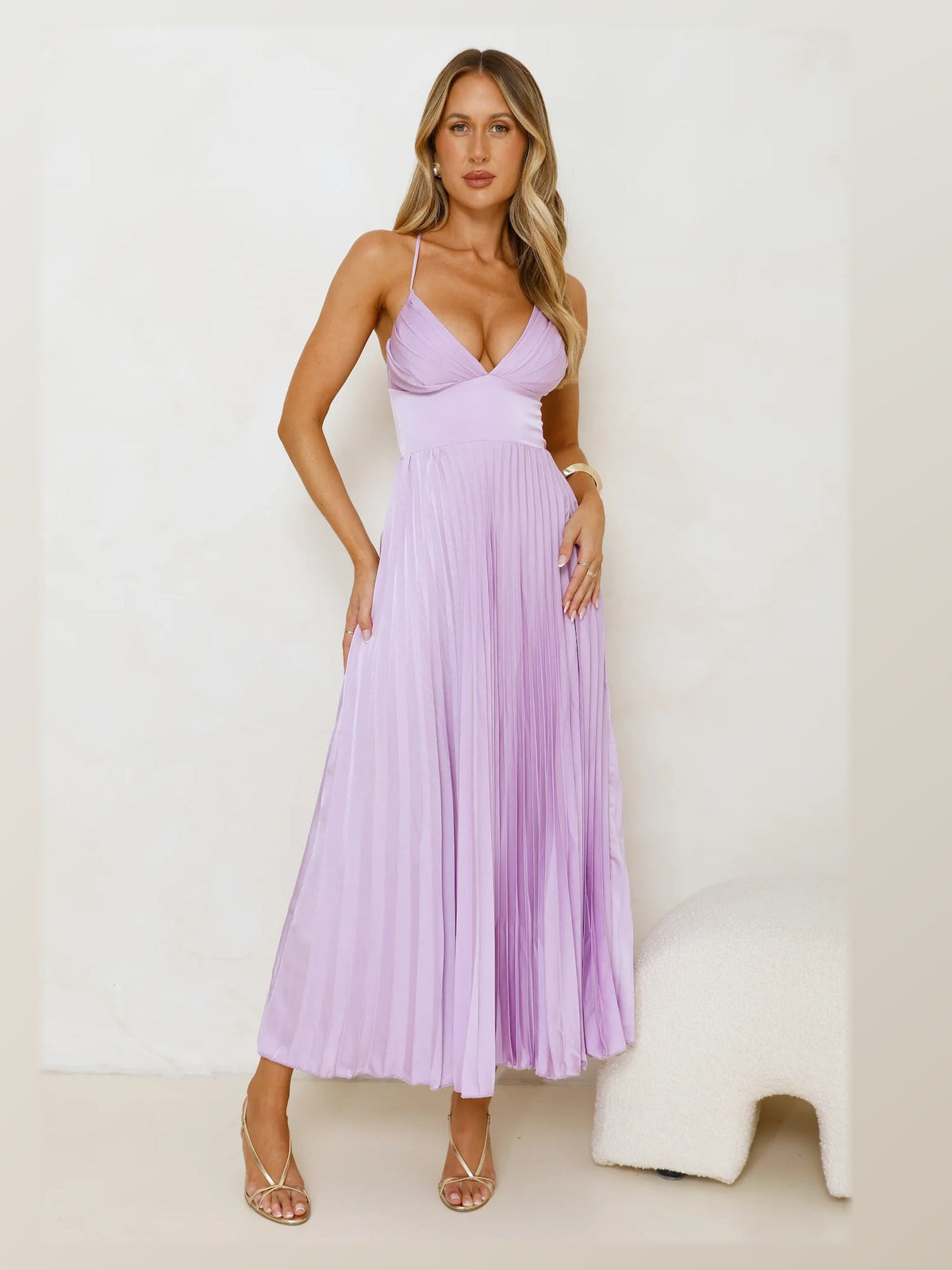 Lilac formal dress with a-line silhouette