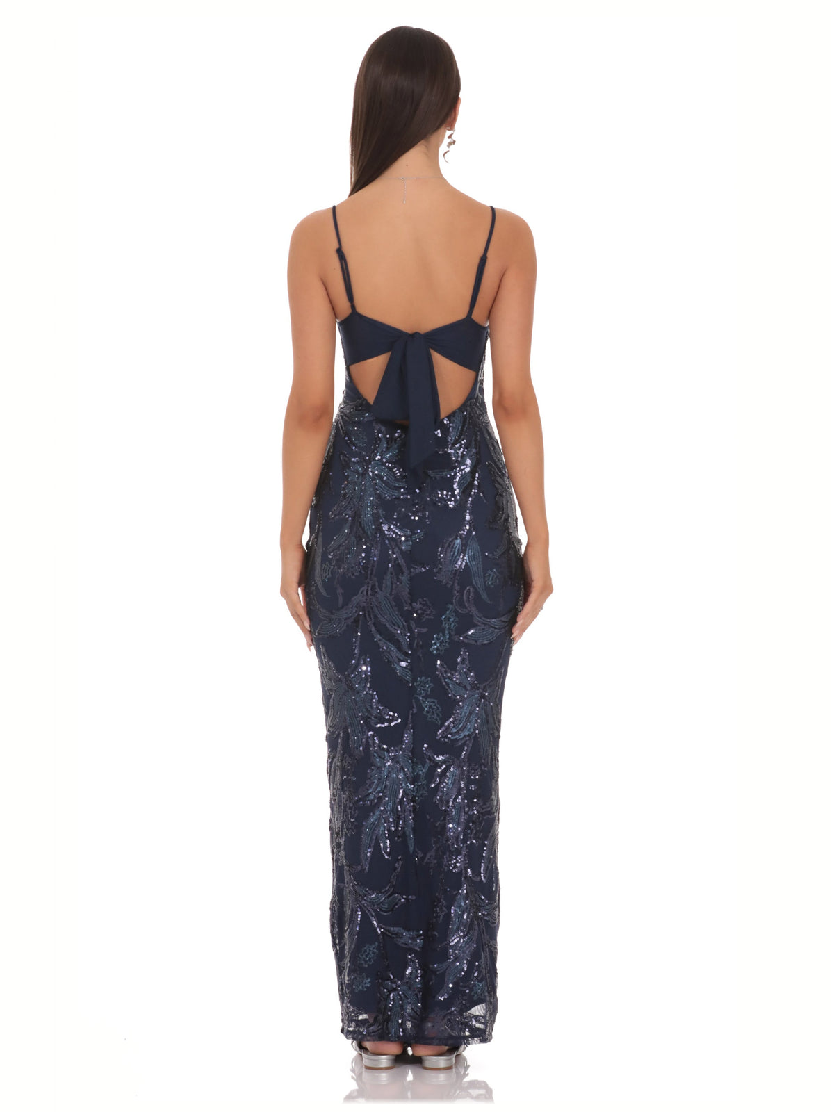 Navy bridesmaid dress with a-line silhouette