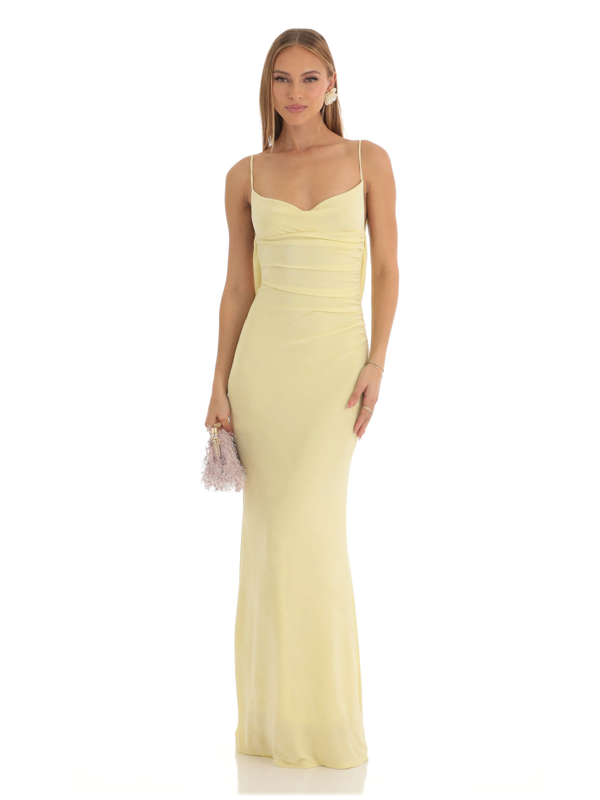 Yellow bridesmaid dress with a-line silhouette