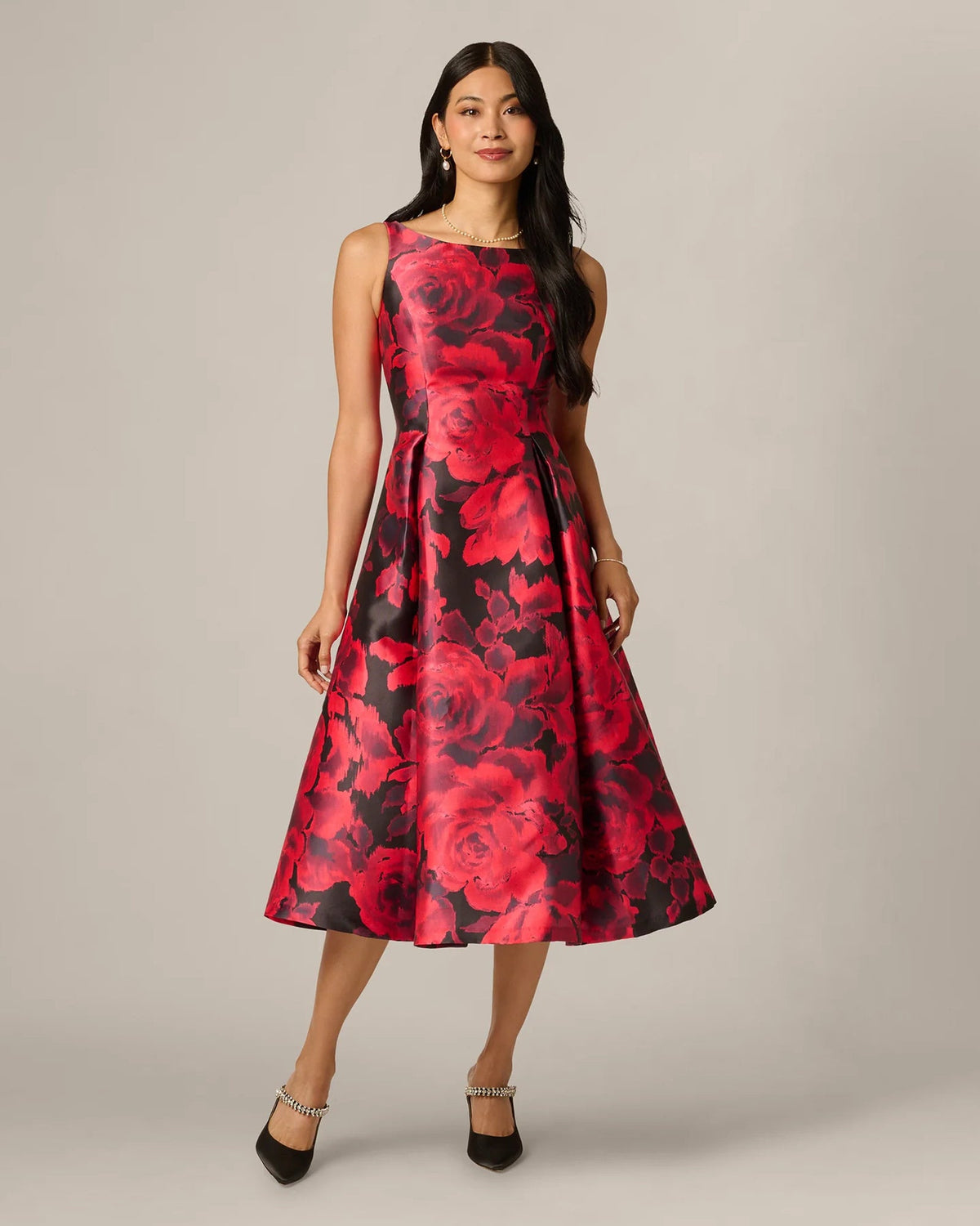 spaghetti strap fit-and-flare midi mother of the bride dress - image 2