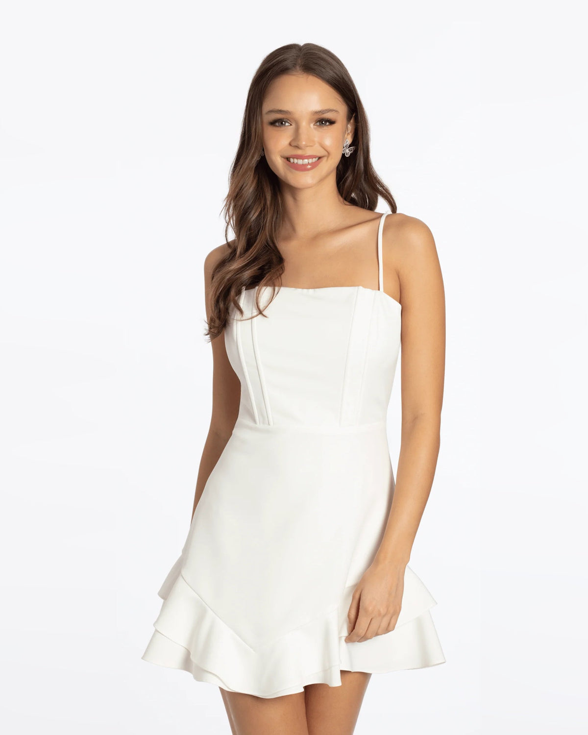 spaghetti strap a-line maxi homecoming dress - image 2