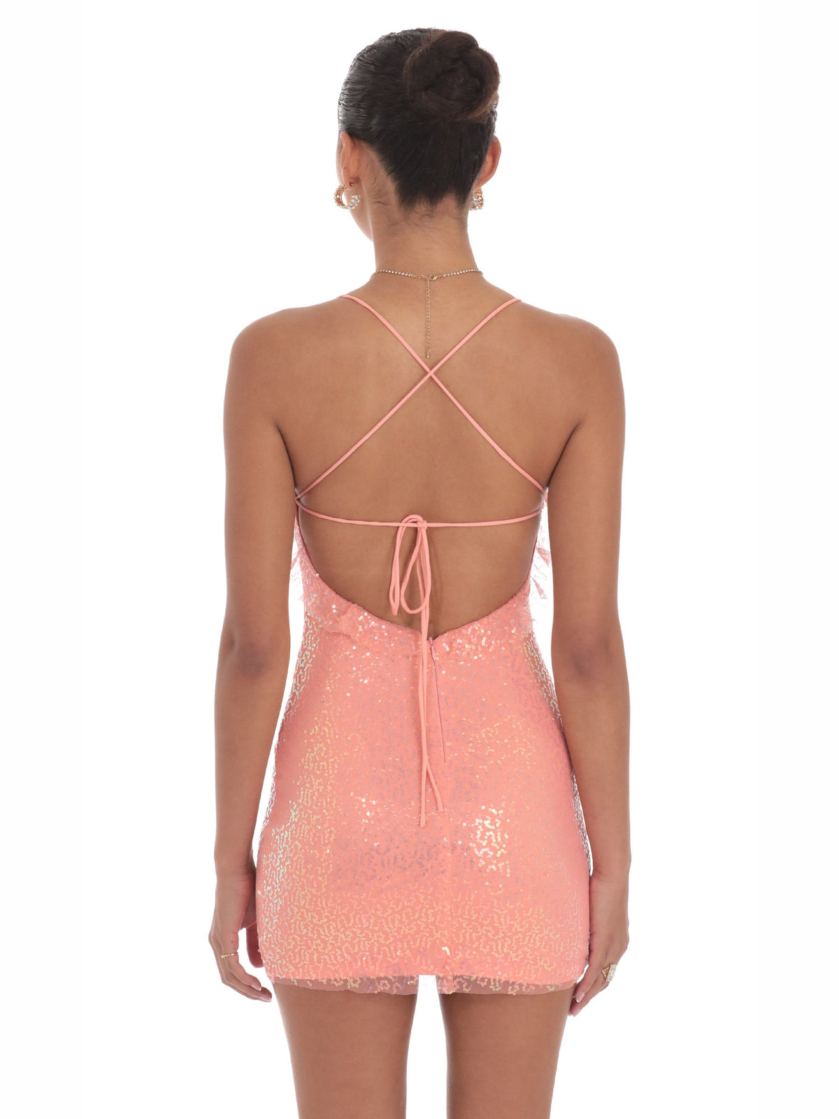 Coral homecoming dress with a-line silhouette