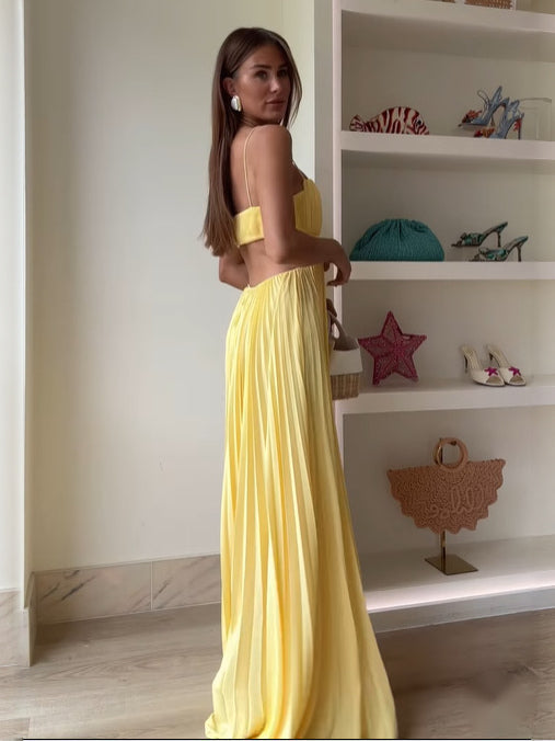 Butter a-line maxi formal dress with cutout detail, alternate full-length view