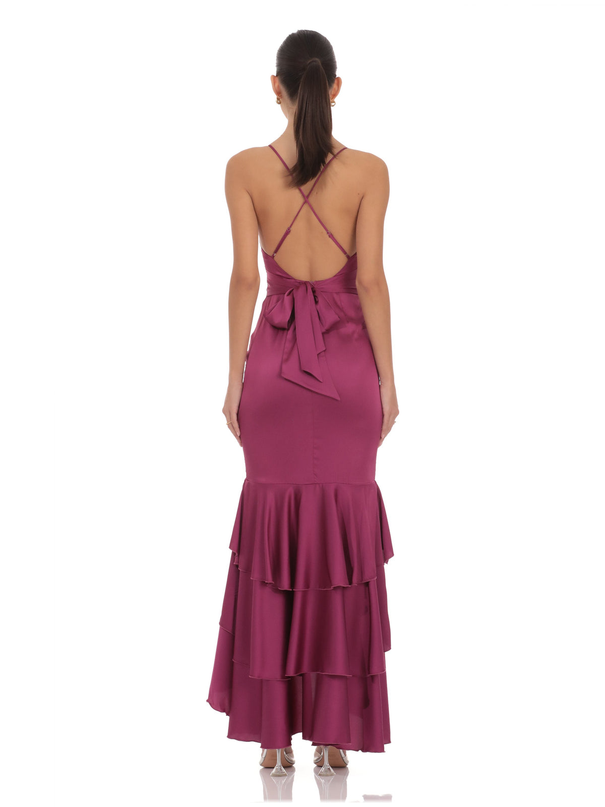 Magenta bridesmaid dress with a-line silhouette