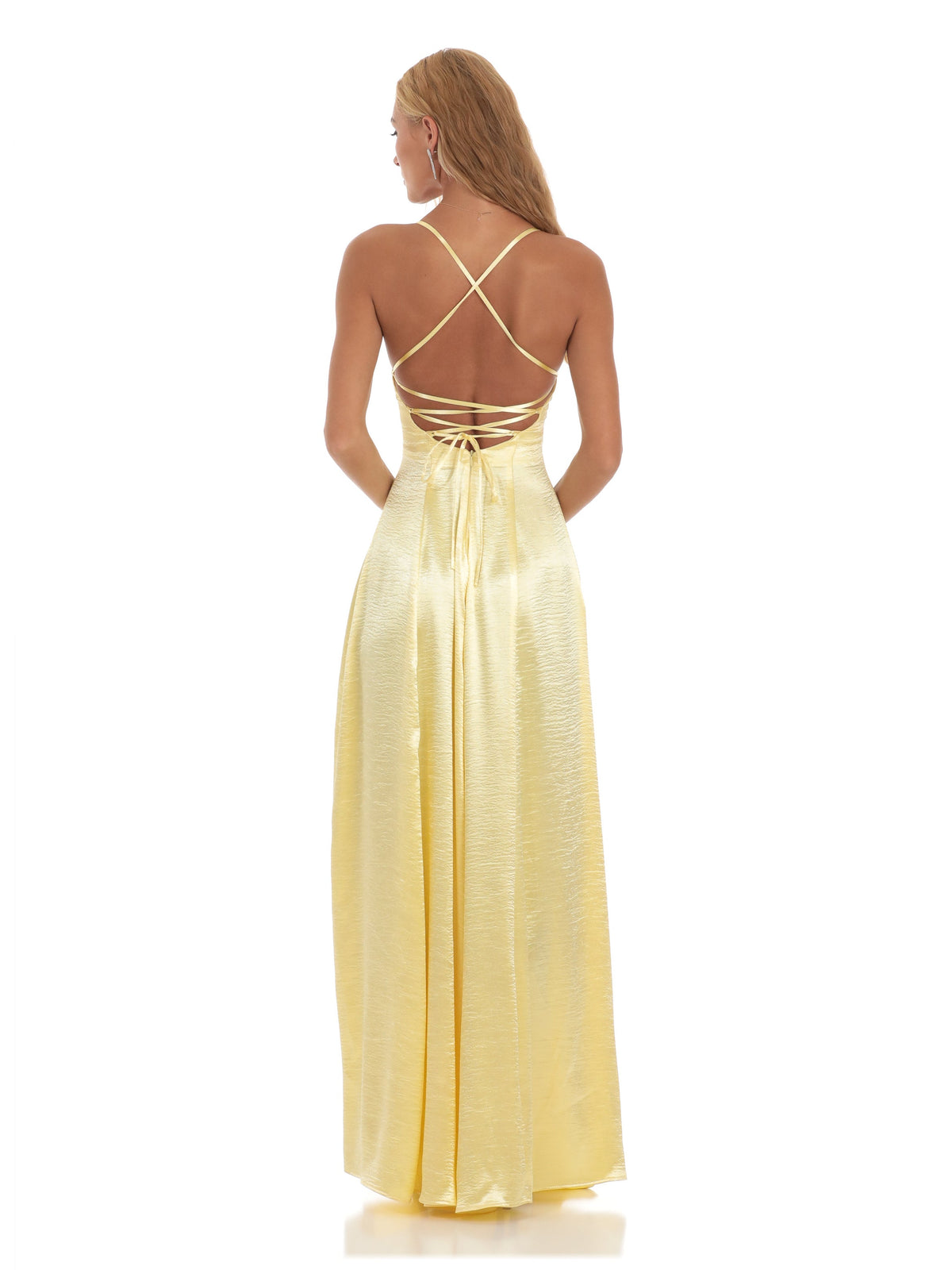 Yellow bridesmaid dress with a-line silhouette