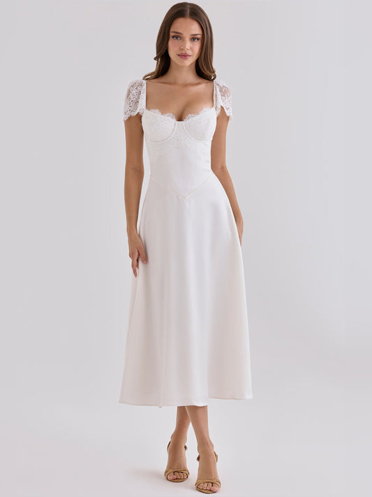 White midi formal dress, alternate view