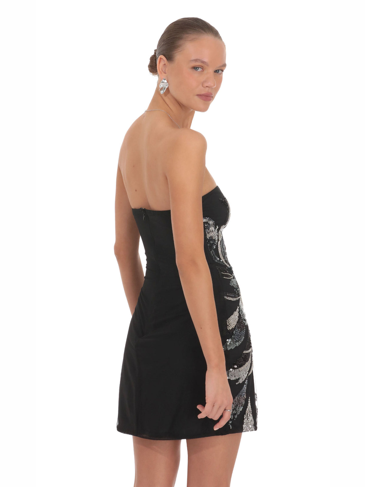 Black homecoming dress with a-line silhouette