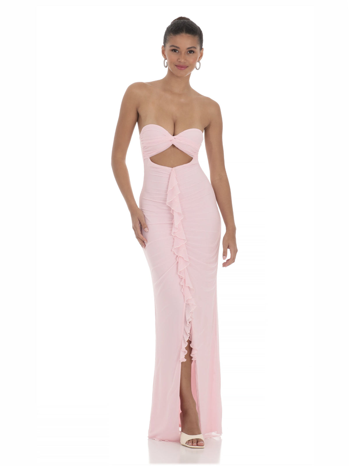Pink bridesmaid dress with a-line silhouette
