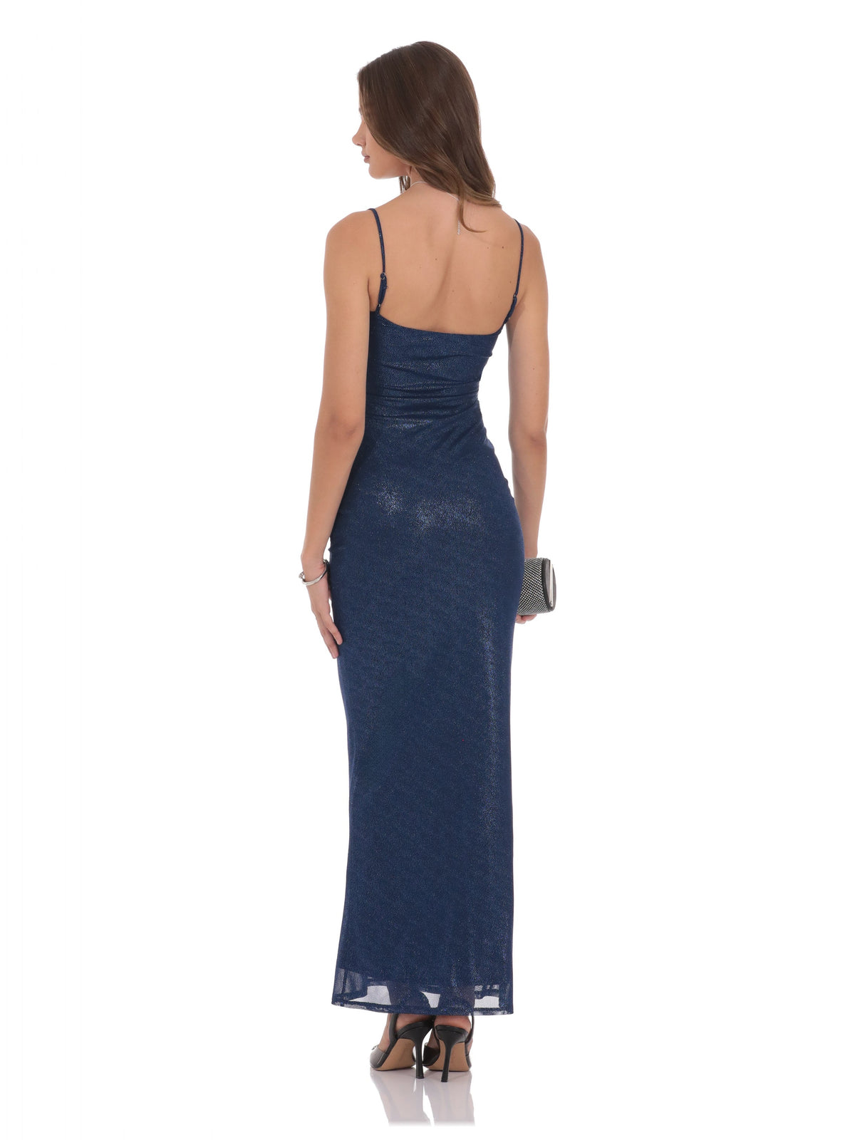 Navy bridesmaid dress with bodycon silhouette