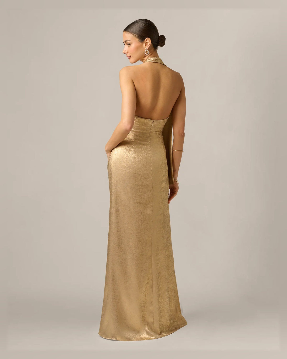 halter neck a-line floor-length formal dress - image 2