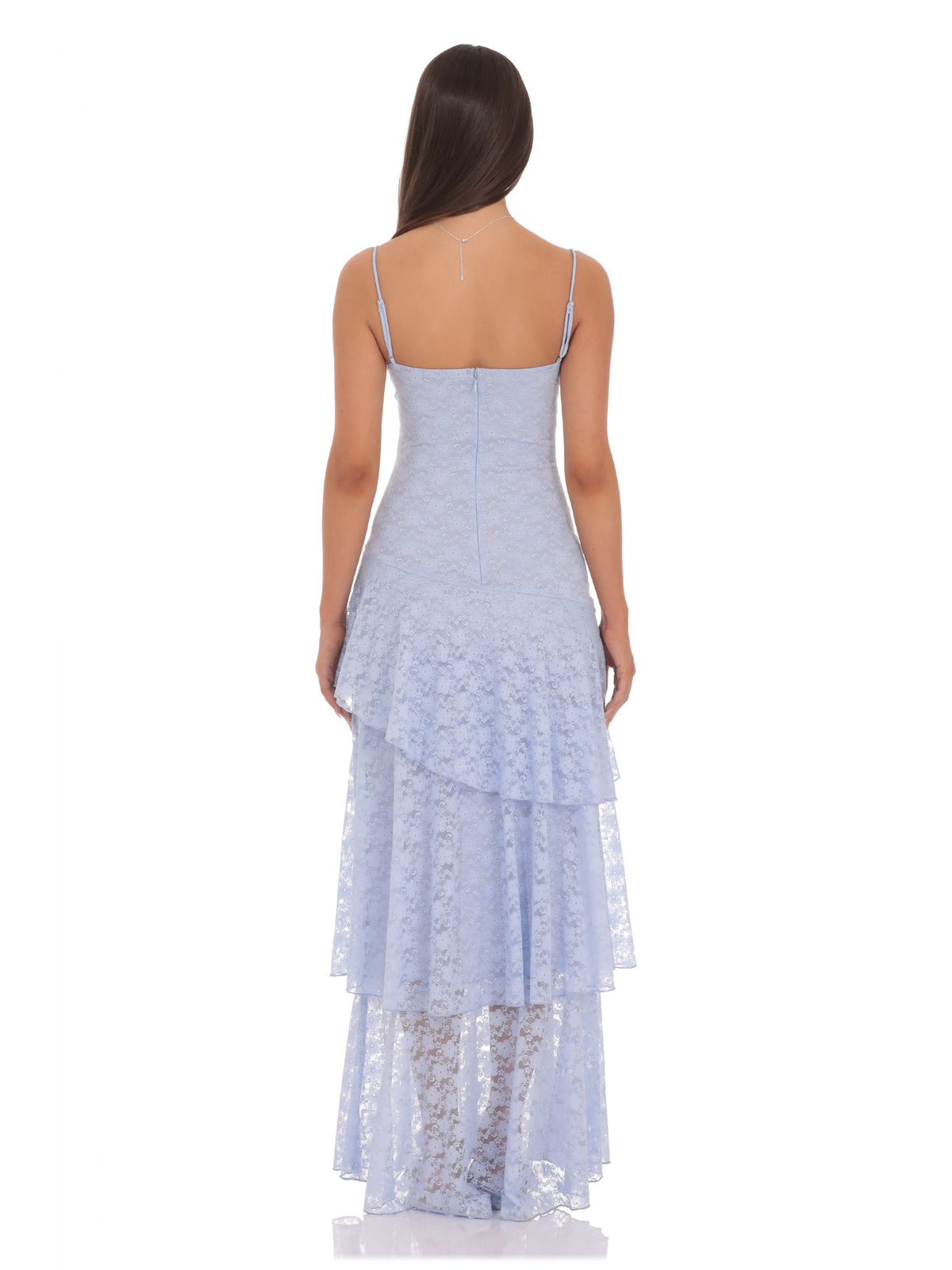 Blue bridesmaid dress with sweetheart neckline