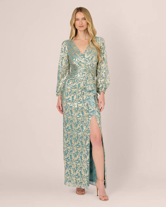 long-sleeve a-line maxi mother of the bride dress - image 2