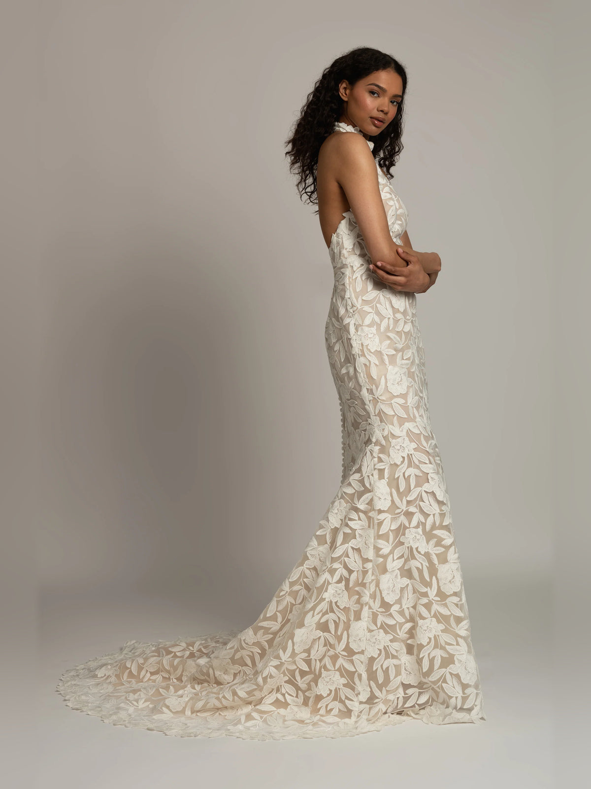 halter neck fit-and-flare floor-length formal dress - image 2
