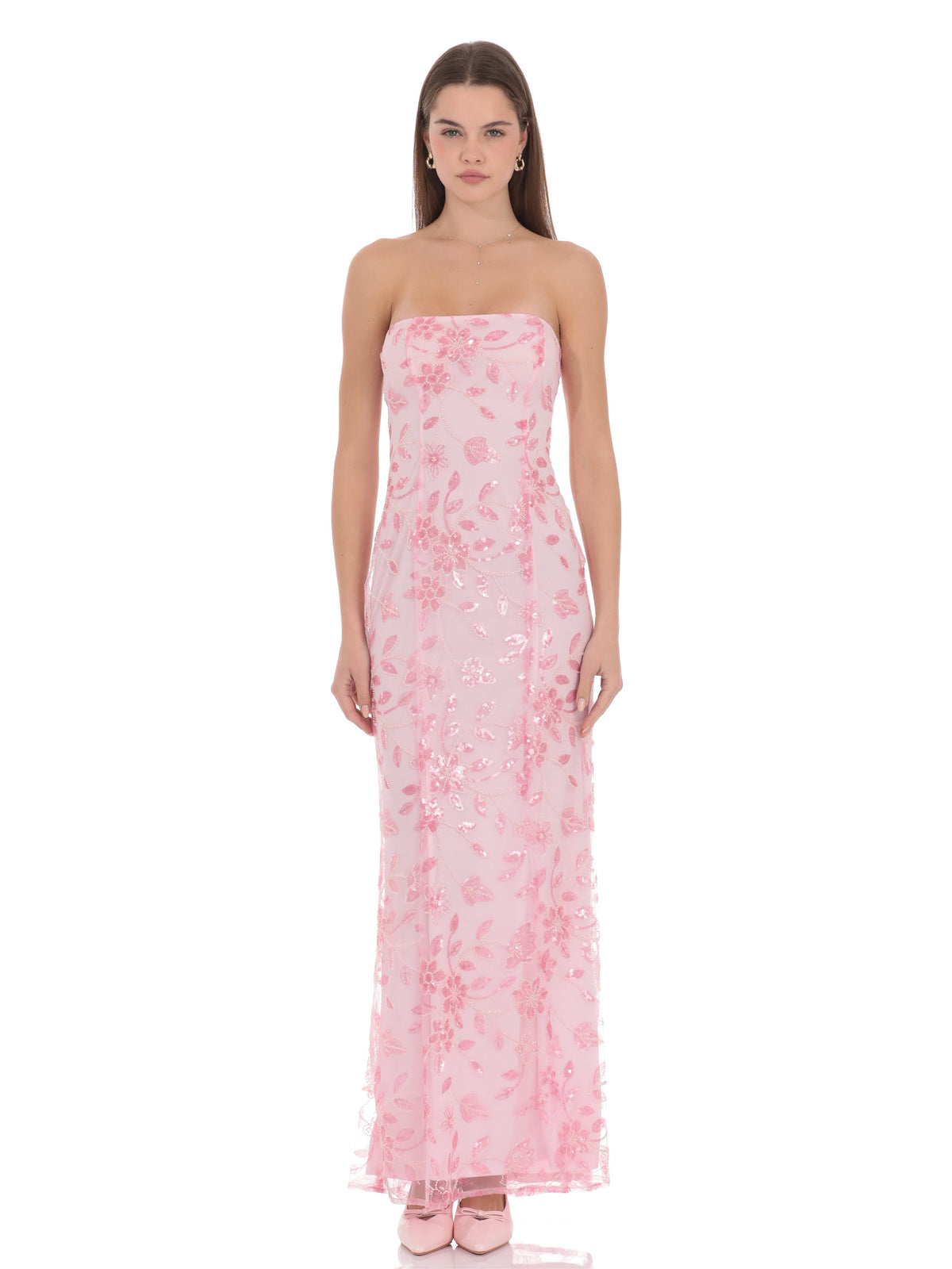 Pink bridesmaid dress with a-line silhouette