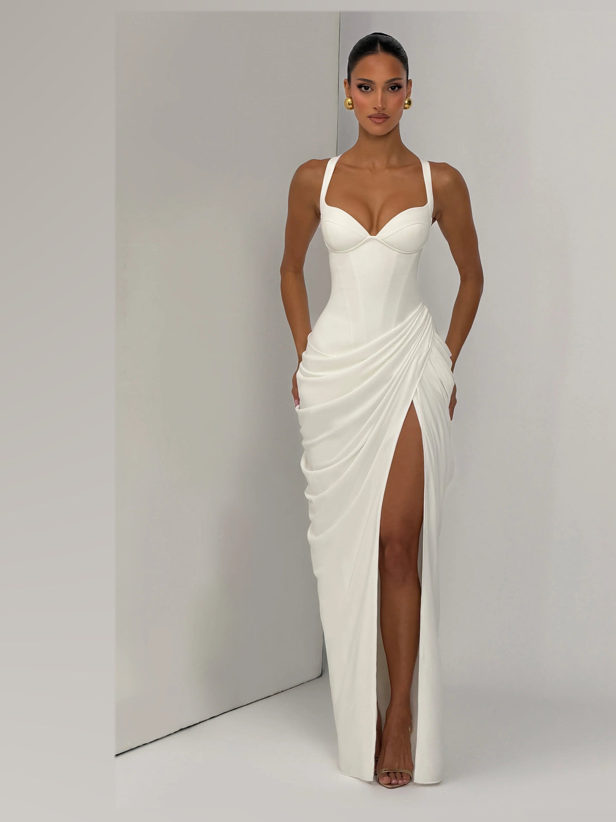 Ivory formal dress with a-line silhouette