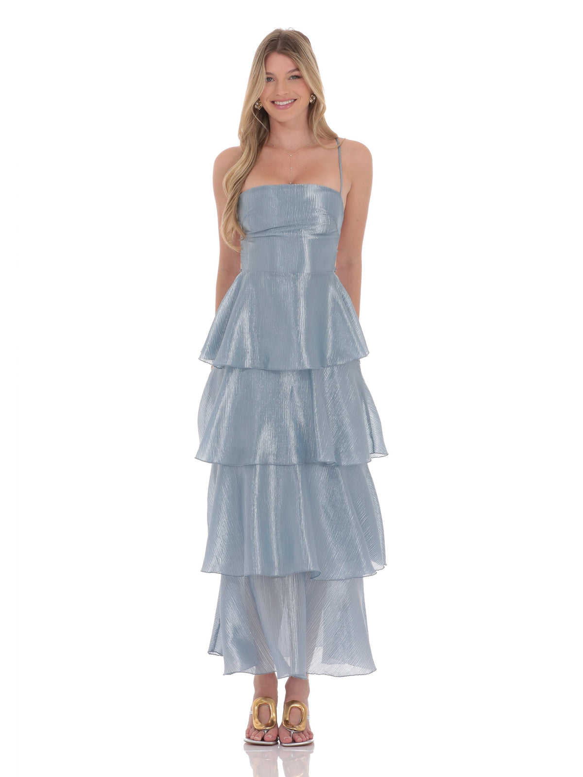 Slate Blue bridesmaid dress with a-line silhouette