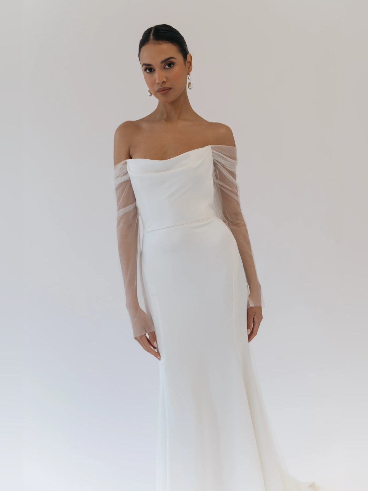 off shoulder fit-and-flare floor-length formal dress - image 2