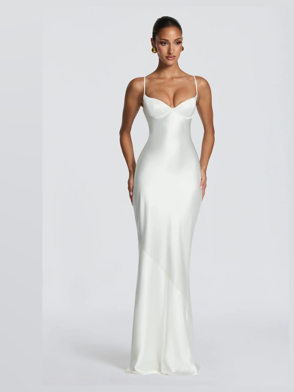Ivory formal dress with a-line silhouette
