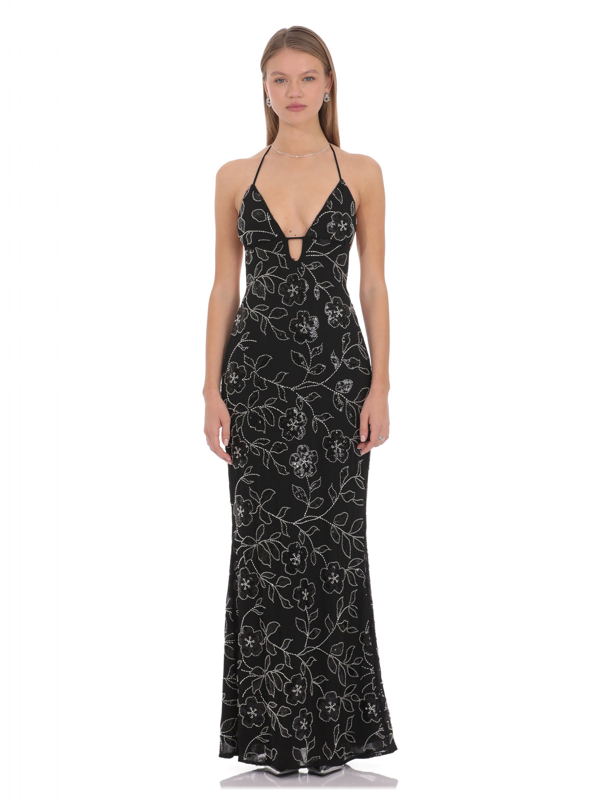 Black bridesmaid dress with a-line silhouette