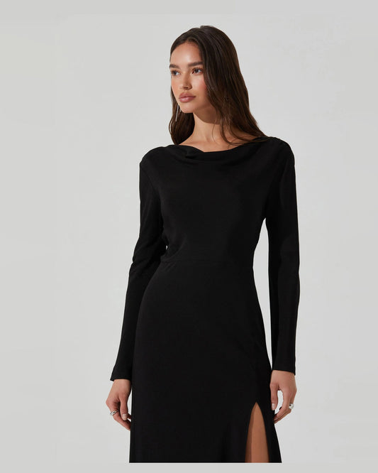 cowl neck a-line maxi formal dress - image 2