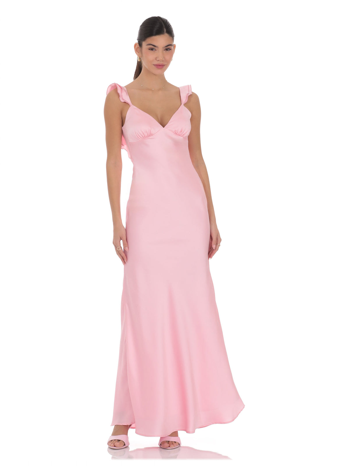 Pink bridesmaid dress with a-line silhouette