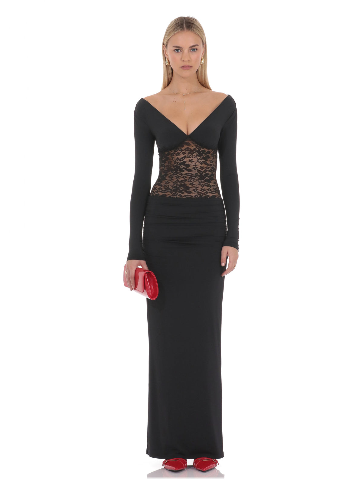 Black bridesmaid dress with long sleeves
