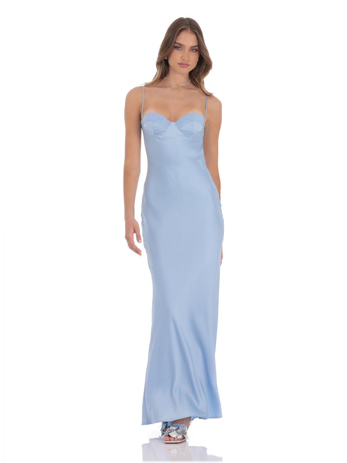 Light Blue bridesmaid dress with a-line silhouette