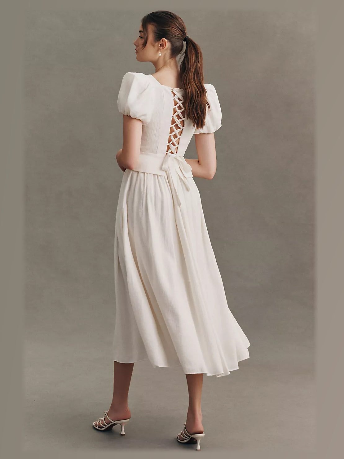 Ivory formal dress with a-line silhouette