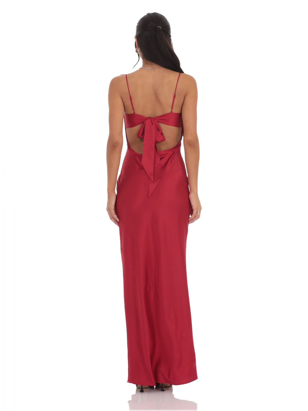 Red bridesmaid dress with a-line silhouette