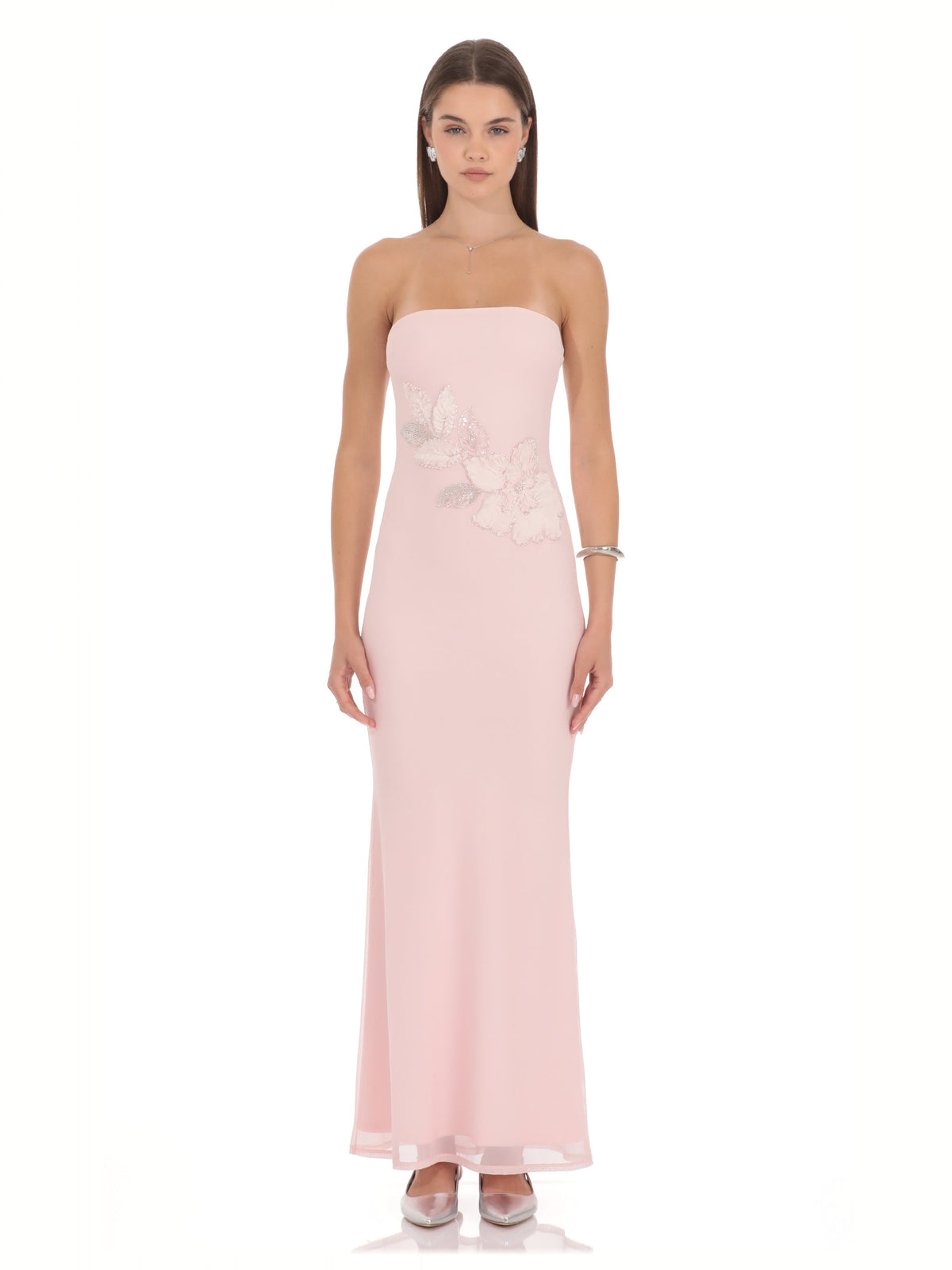 Blush Pink bridesmaid dress with a-line silhouette