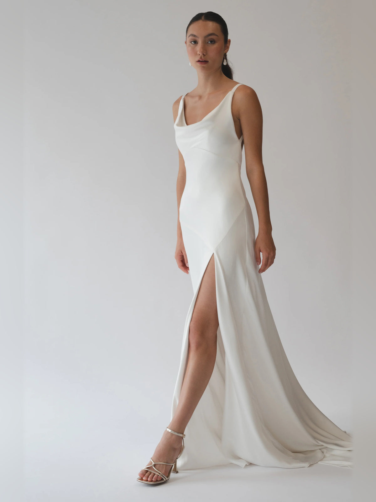 cowl neck sheath floor-length formal dress - image 2