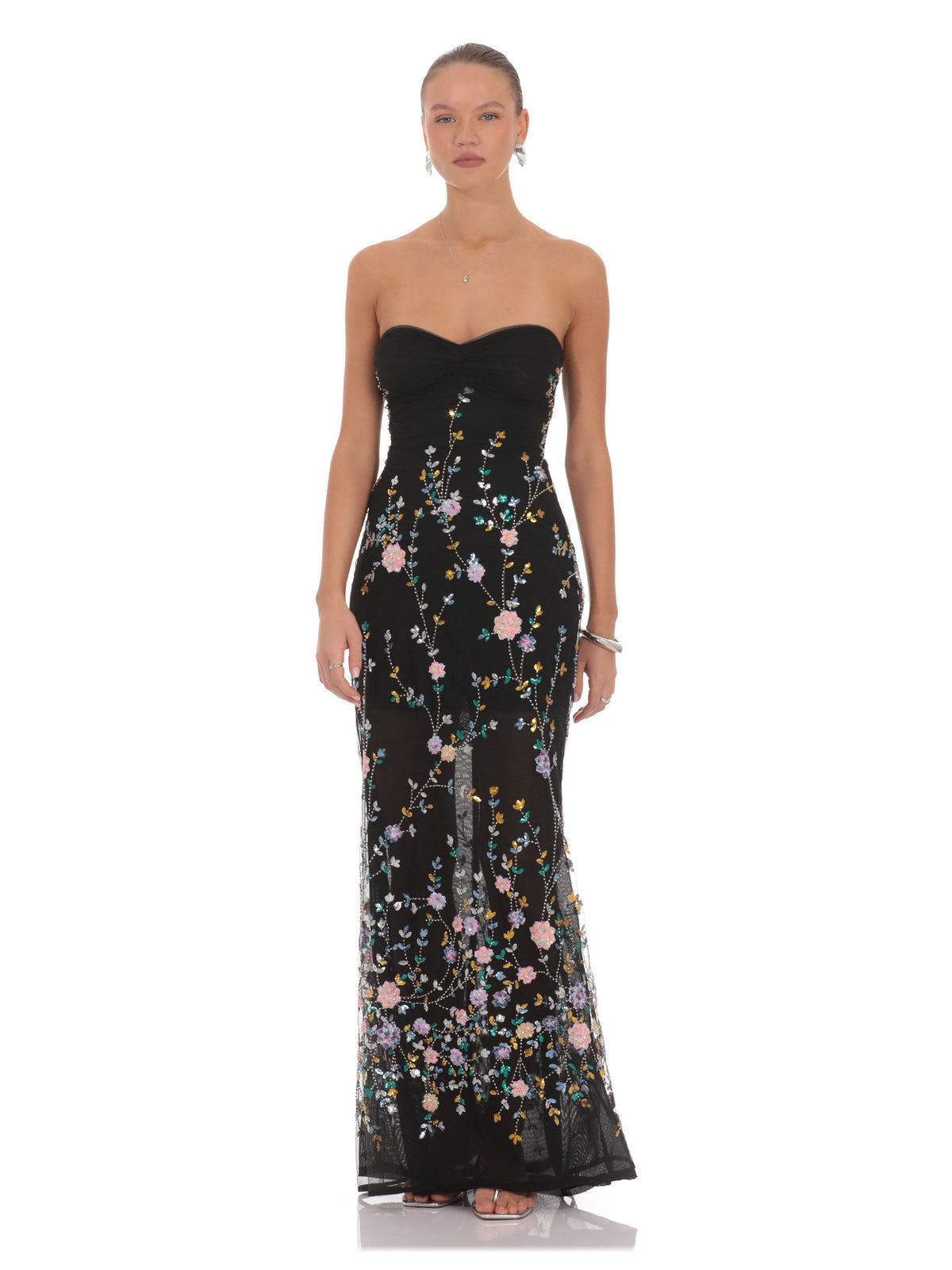 Black bridesmaid dress with a-line silhouette