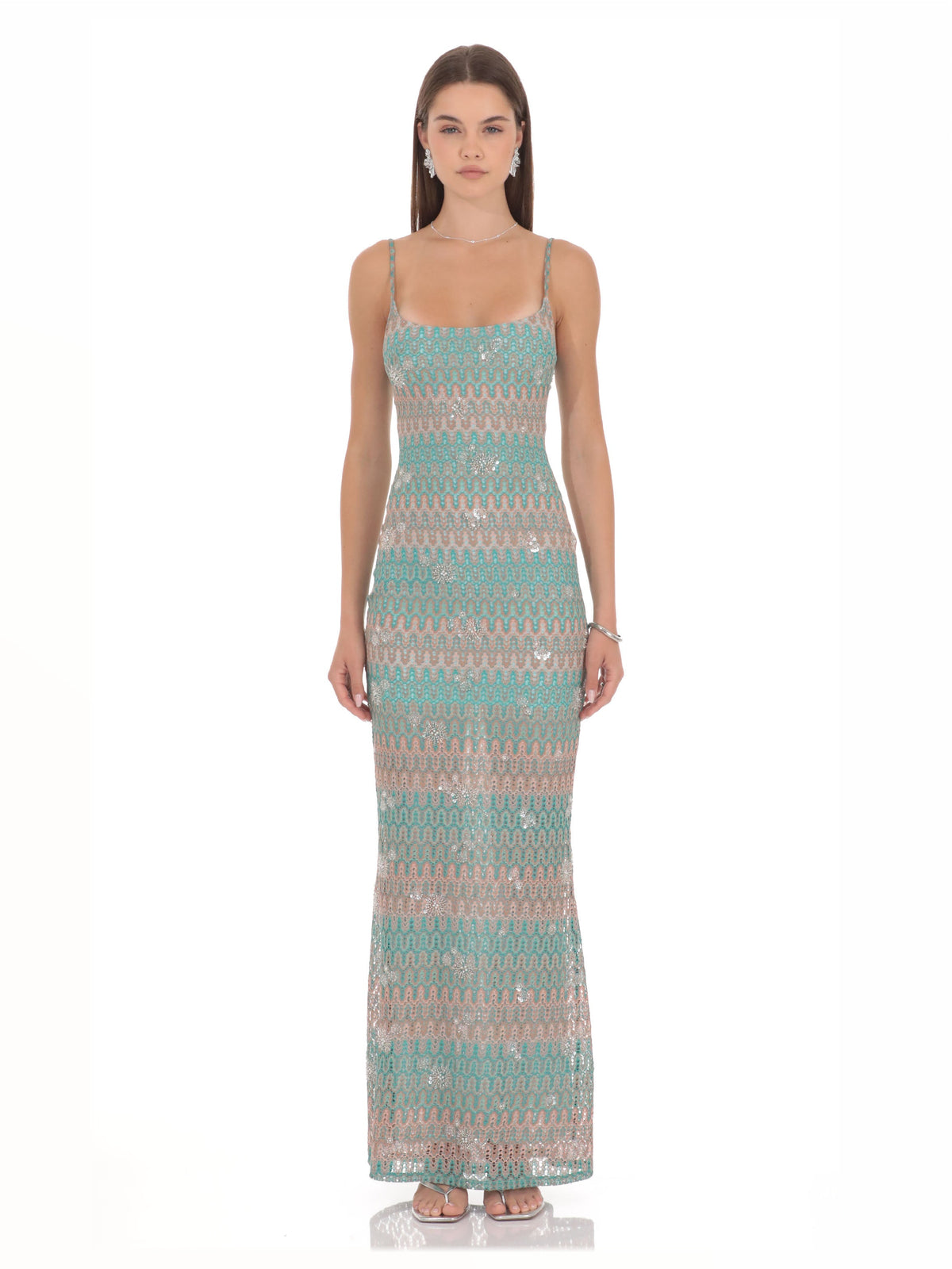 Turquoise bridesmaid dress with a-line silhouette